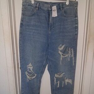American Eagle Distressed Curvy Mom Jeans Women's Size 16 Short